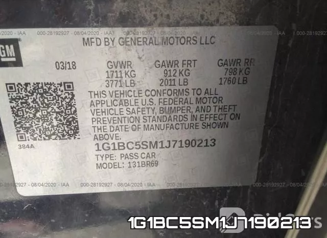1G1BC5SM1J7190213 фото 10