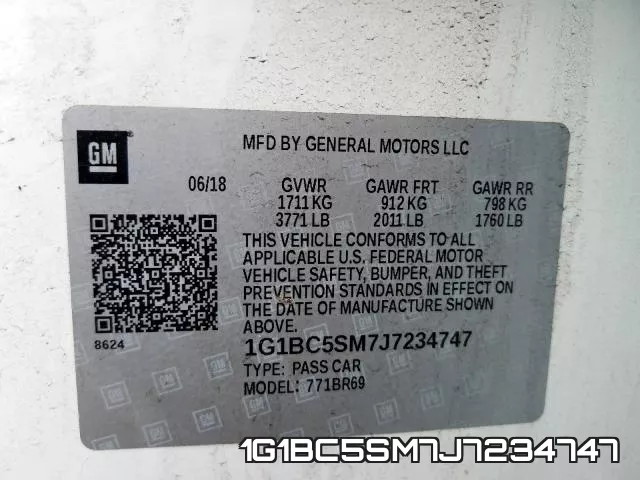 1G1BC5SM7J7234747 фото 2