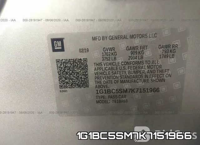 1G1BC5SM7K7151966 фото 10