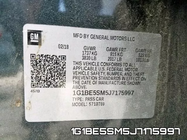 1G1BE5SM5J7175997 фото 2
