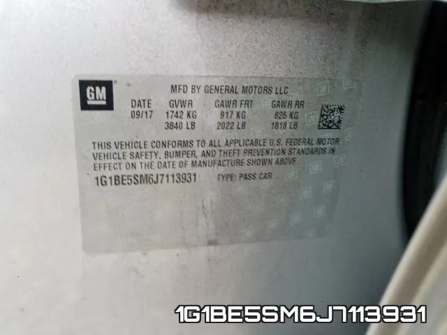 1G1BE5SM6J7113931 фото 2