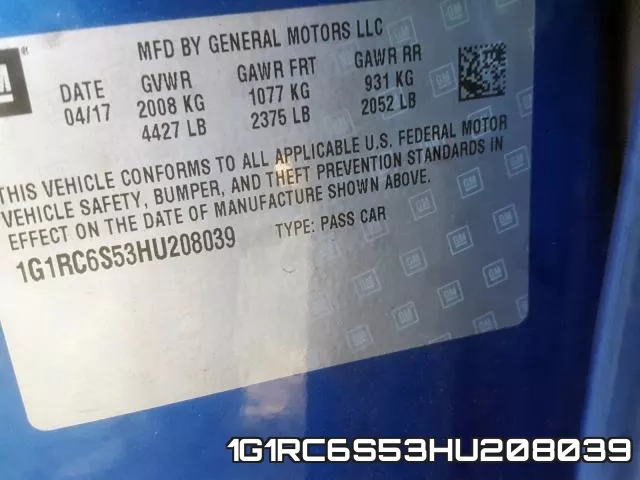 1G1RC6S53HU208039 фото 2
