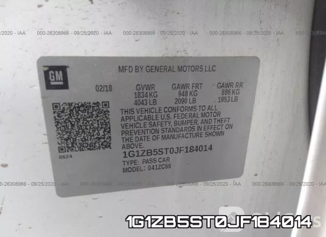 1G1ZB5ST0JF184014 фото 10