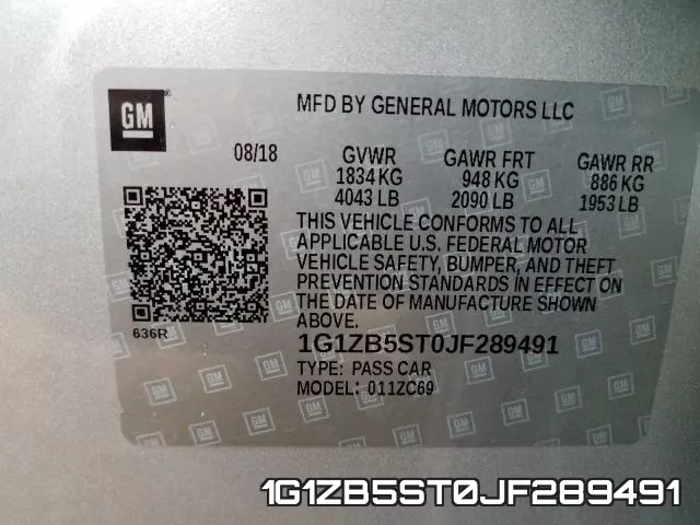 1G1ZB5ST0JF289491 фото 2