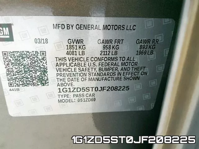 1G1ZD5ST0JF208225 фото 2