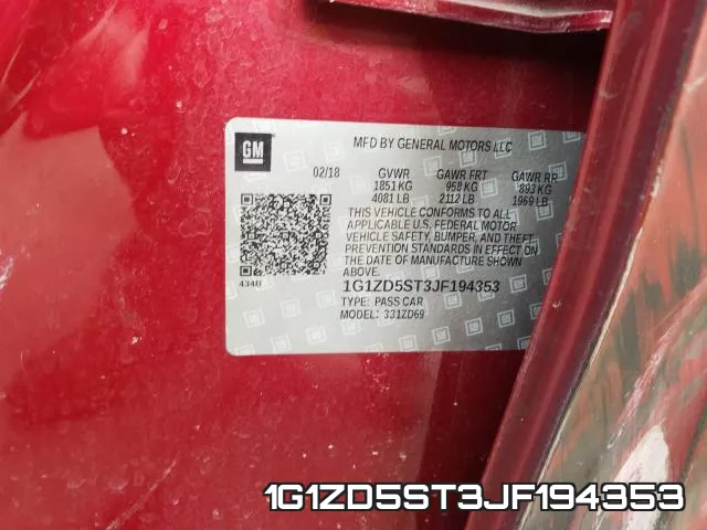 1G1ZD5ST3JF194353 фото 2