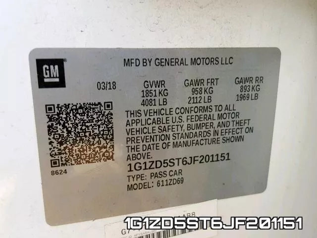 1G1ZD5ST6JF201151 фото 2