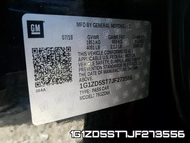 1G1ZD5ST7JF273556 фото 2