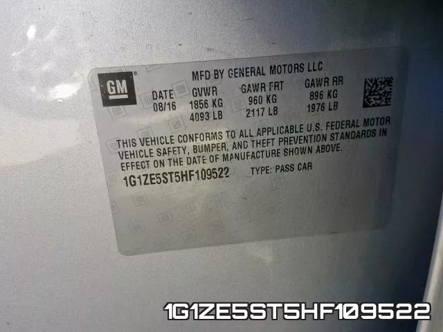 1G1ZE5ST5HF109522 фото 2