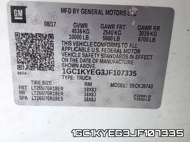 1GC1KYEG3JF107335 фото 2