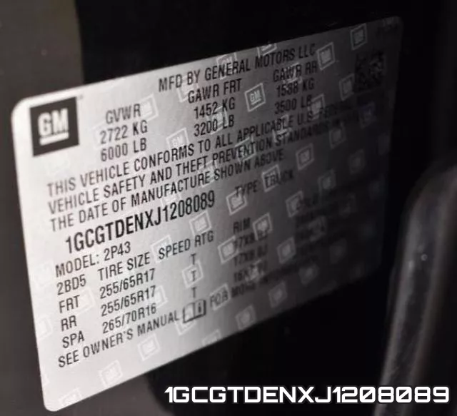 1GCGTDENXJ1208089 фото 2