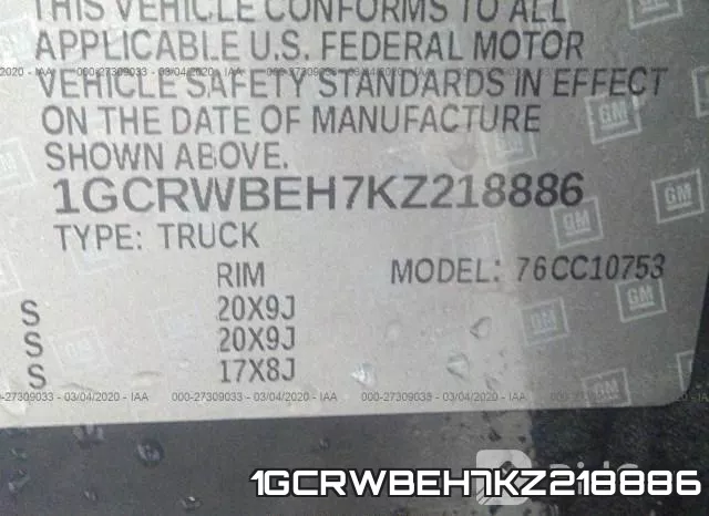 1GCRWBEH7KZ218886 фото 10