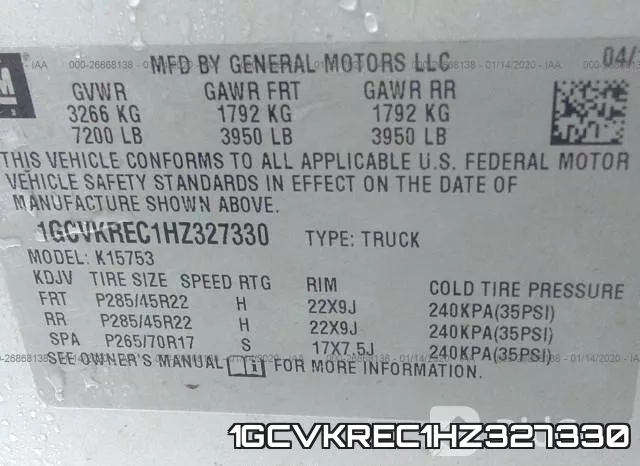 1GCVKREC1HZ327330 фото 10