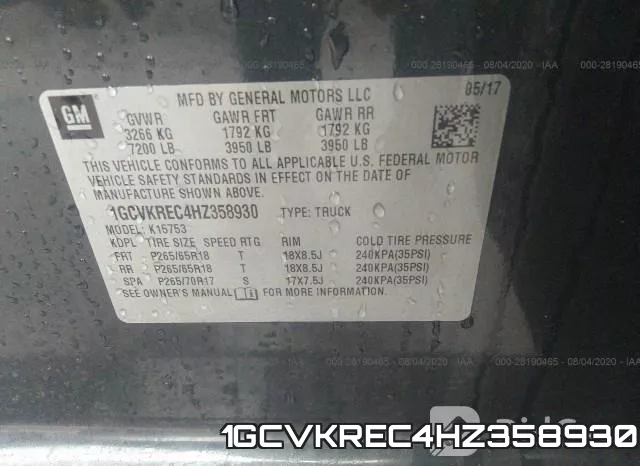 1GCVKREC4HZ358930 фото 10