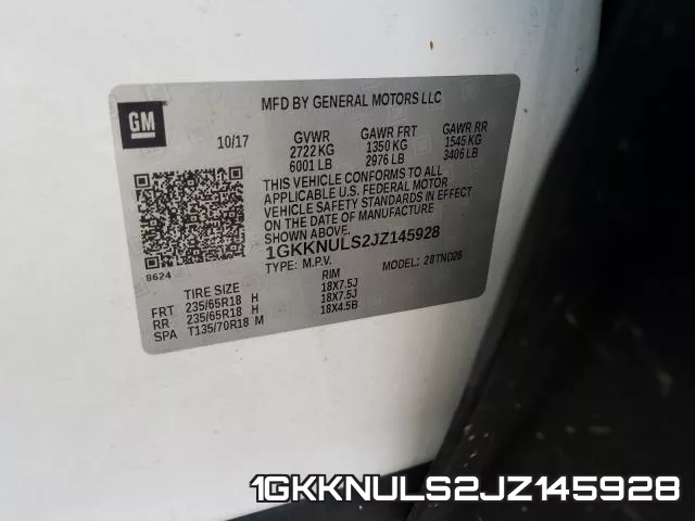 1GKKNULS2JZ145928 фото 2