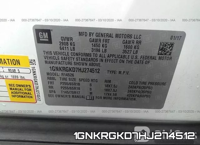 1GNKRGKD7HJ274512 фото 10