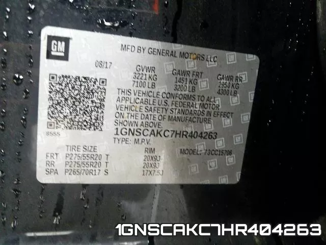 1GNSCAKC7HR404263 фото 2
