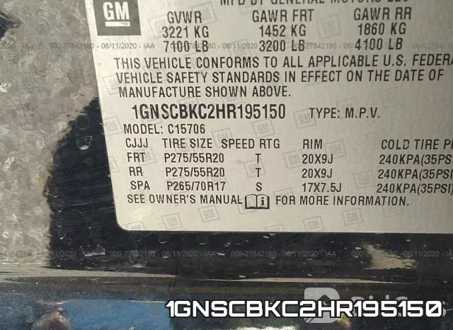 1GNSCBKC2HR195150 фото 10