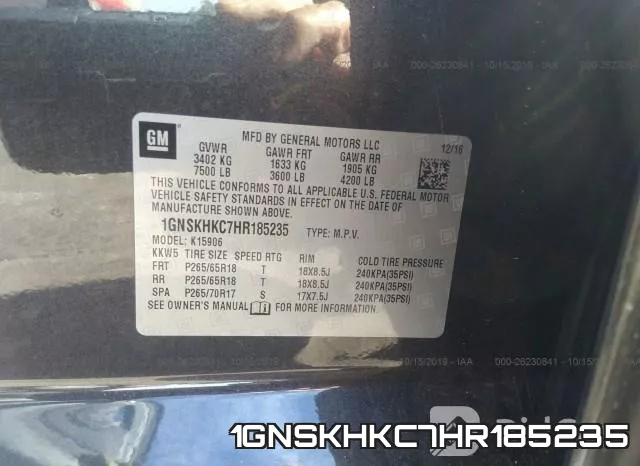 1GNSKHKC7HR185235 фото 10
