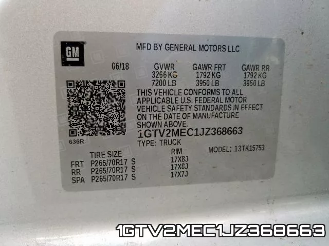 1GTV2MEC1JZ368663 фото 2