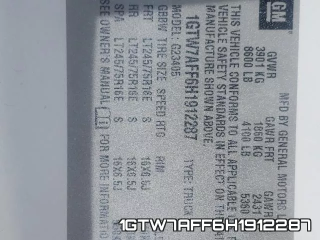1GTW7AFF6H1912287 фото 2