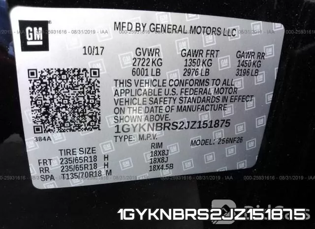 1GYKNBRS2JZ151875 фото 10