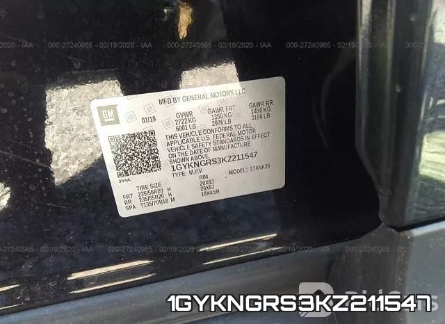 1GYKNGRS3KZ211547 фото 10