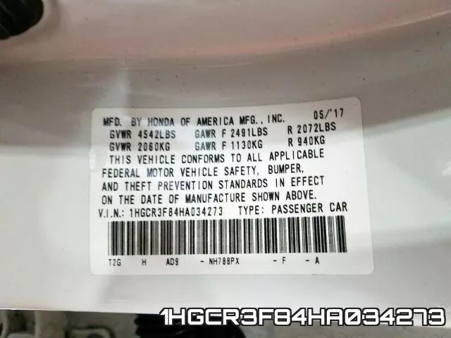 1HGCR3F84HA034273 фото 2