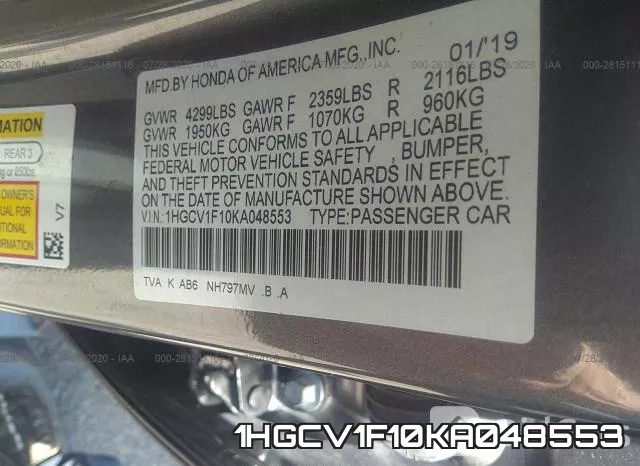 1HGCV1F10KA048553 фото 10