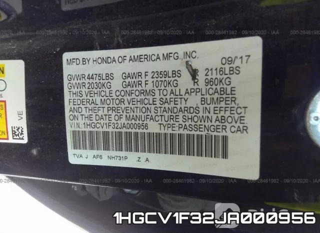 1HGCV1F32JA000956 фото 10