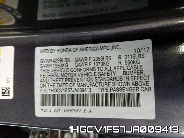 1HGCV1F57JA009413 фото 2