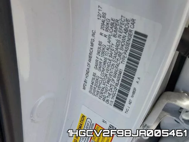 1HGCV2F98JA005461 фото 2