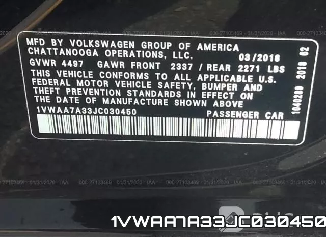 1VWAA7A33JC030450 фото 10