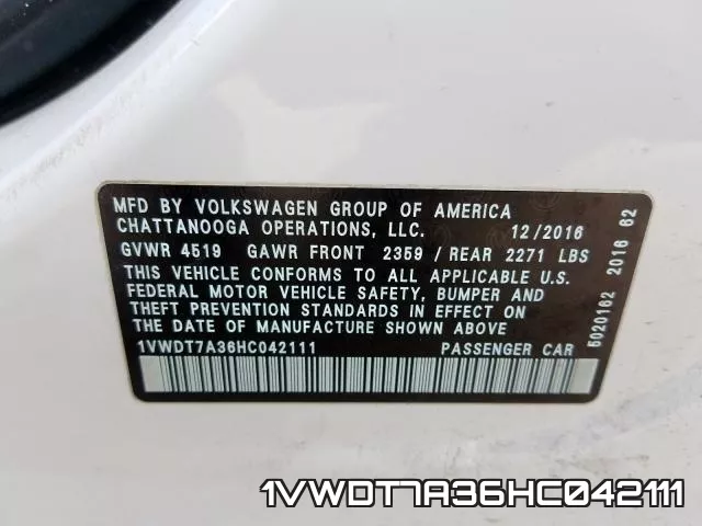 1VWDT7A36HC042111 фото 2