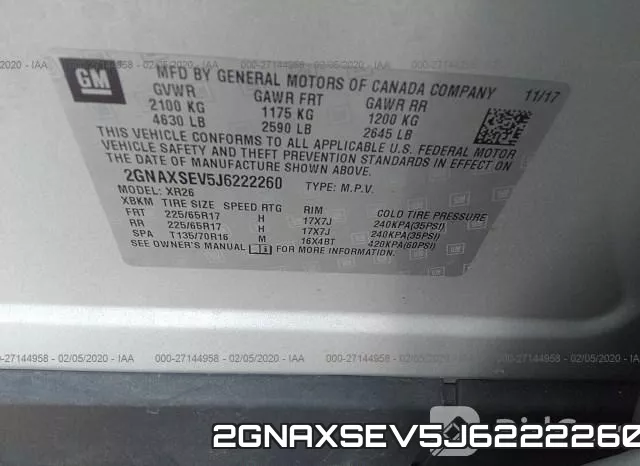 2GNAXSEV5J6222260 фото 10