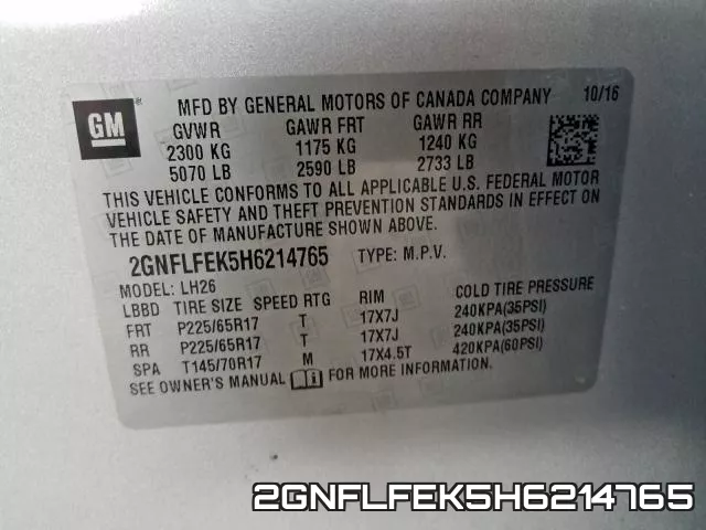 2GNFLFEK5H6214765 фото 2