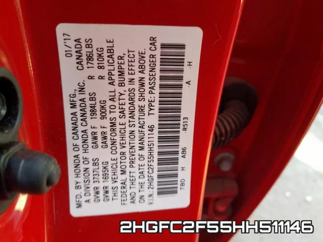 2HGFC2F55HH511146 фото 2