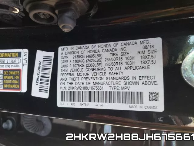 2HKRW2H88JH675661 фото 2