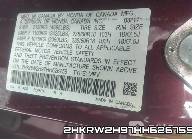 2HKRW2H97HH626759 фото 10