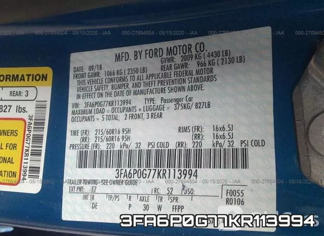 3FA6P0G77KR113994 фото 10