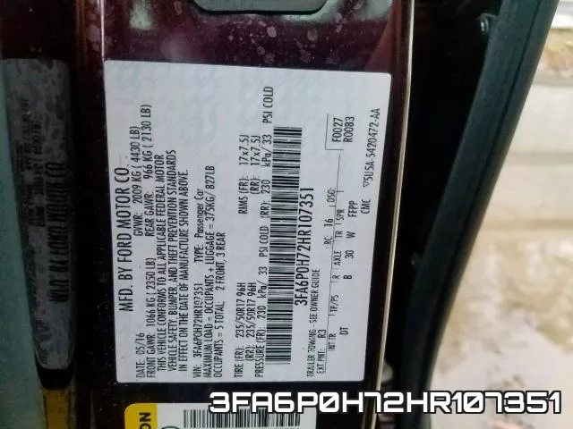 3FA6P0H72HR107351 фото 2