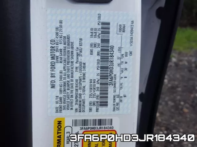 3FA6P0HD3JR184340 фото 2