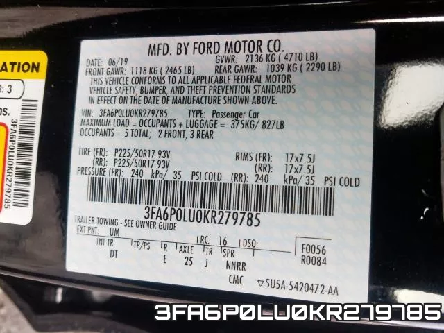 3FA6P0LU0KR279785 фото 2
