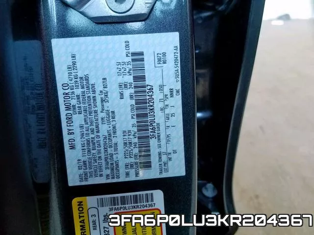 3FA6P0LU3KR204367 фото 2