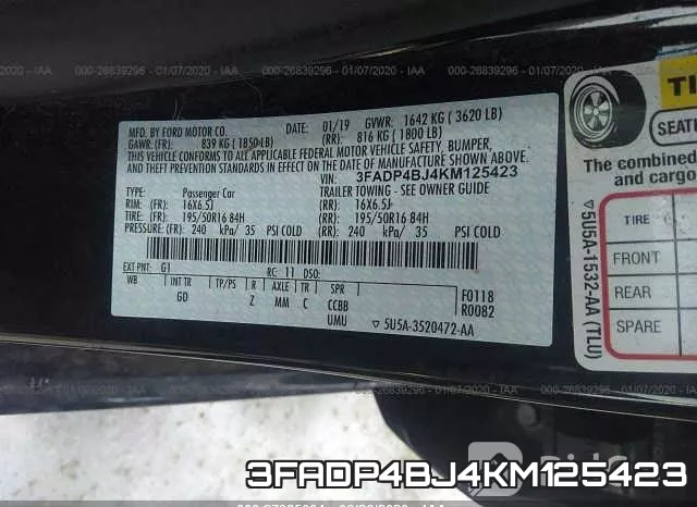 3FADP4BJ4KM125423 фото 10