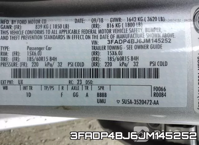 3FADP4BJ6JM145252 фото 8