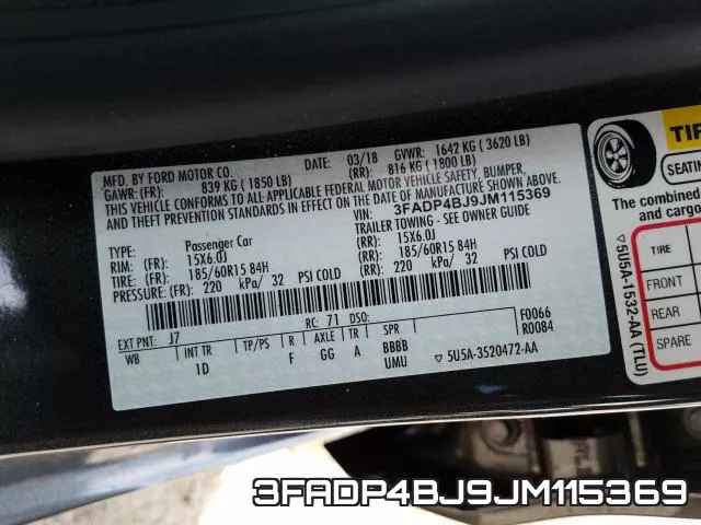 3FADP4BJ9JM115369 фото 2