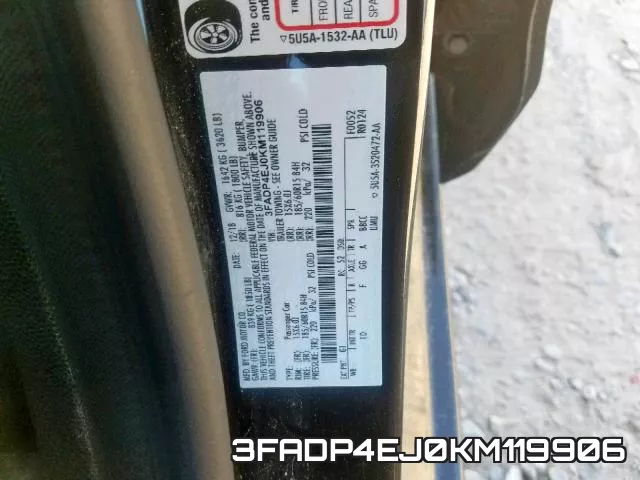 3FADP4EJ0KM119906 фото 2