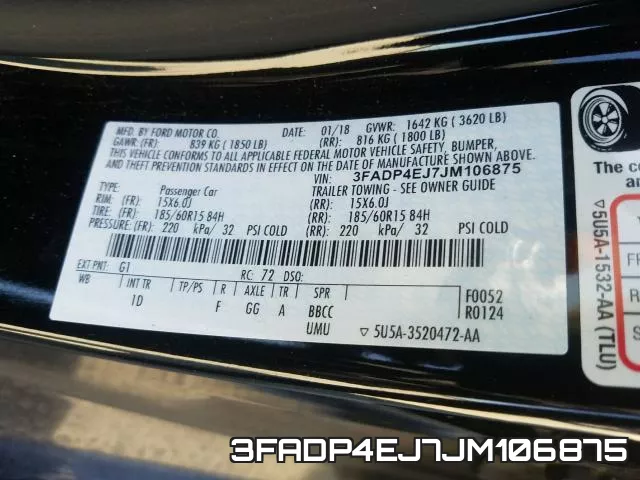 3FADP4EJ7JM106875 фото 2
