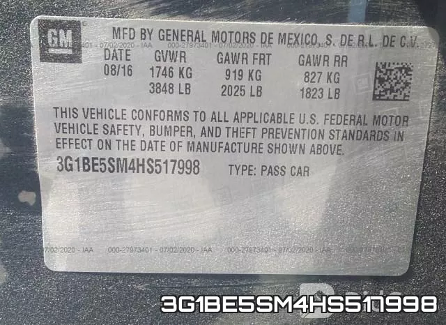 3G1BE5SM4HS517998 фото 10